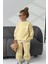 Unisex Çocuk Pamuklu Sarı Oversize Baskılı Eşofman Takımı – Sweatshirt & Jogger 1
