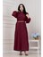 Fırfır Detaylı Rüya Elbise-Bordo 1