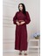 Fırfır Detaylı Rüya Elbise-Bordo 2