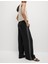 Dokuma Yan Şeritli Bol Paça Pantolon 2