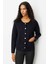 Kadın Triko Kareli Simli Ceket Siyah 2