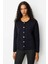 Kadın Triko Kareli Simli Ceket Siyah 3