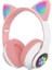 H10 Cat Kedili LED Işıklı Kafaüstü Bluetooth Kulaklık (Toz Pembe) 1