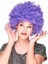 Buğz Mor Renk Kıvırcık Afro Bonus Peruk Parti Peruğu 1