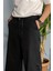 Beli ve Paçası Bağcıklı Siyah Jean - Kot Pantolon 4