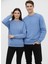 Unisex Relax Fit Rahat Kesim Pamuklu Yumusak Dokulu Içi Polarli Bisiklet Yaka Sweatshirt 3