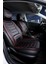 Renault Latitude Uyumlu Yarı Deri Oto Koltuk Kılıfı 5li Set Eagle Seri Siyah-Kırmızı 2