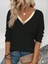 Kadın Uzun Kollu V Parlak Yaka Detaylı Viskon Bluz 1