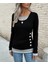 Kadın Uzun Kollu Yuvarlak Yaka Blok Renkli Yandan Düğmeli Viskon Bluz 1