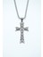 Kuru Kafalı Haç Gümüş Kaplama Örme Zincir Kolye 1