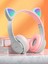 Teknosepetim Mikrofonlu Işıklı Renk Değiştiren Cat Kedi Kulaklık Gri-Pembe Gamer Oyuncu Kulaklığı P47M Kulaklık Çocuk Yetişkin Uygun,, Gripembe, Small 3