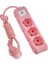 3lü Anahtarlı Grup Priz 3 Metre 16A 250V, Üçlü Topraklı Uzatma Kablosu 3 Metre (Pembe) 1