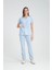 Üniforma V Yaka Buz Mavi Unisex Likralı Ütü Istemeyen Unisex Doktor Hemşire Scrubs Takım 2