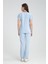 Üniforma V Yaka Buz Mavi Unisex Likralı Ütü Istemeyen Unisex Doktor Hemşire Scrubs Takım 3