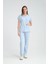Üniforma V Yaka Buz Mavi Unisex Likralı Ütü Istemeyen Unisex Doktor Hemşire Scrubs Takım 6