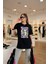 Frida Baskılı Basic Kısa Kollu T-Shirt Siyah 1