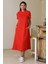Sıfır Yaka Kısa Kollu Kırmızı Kadın Elbise S0014266-2Y5 1