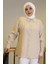 Uzun Kollu Beyaz Düğmeli Bej Kadın Gömlek 34476-2Y5 2