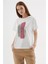 Taşlı Baskılı Beyaz Kadın T-Shirt 0060-2Y5 2