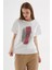 Taşlı Baskılı Beyaz Kadın T-Shirt 0060-2Y5 4