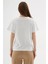 Taşlı Baskılı Beyaz Kadın T-Shirt 0060-2Y5 5