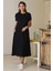 Sıfır Yaka Kısa Kollu Siyah Kadın Elbise S0014266-2Y5 1