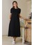 Sıfır Yaka Kısa Kollu Siyah Kadın Elbise S0014266-2Y5 2