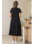 Sıfır Yaka Kısa Kollu Siyah Kadın Elbise S0014266-2Y5 5