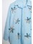 Uzun Kollu Çiçekli Mavi Kadıngömlek M38044-2Y5 4