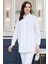 Uzun Kollu Taşlı Beyaz Kadın Gömlek MA11.03-2Y5 2