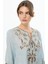 Önü Işlemeli Keten Mavi Kadın Bluz 3934-2Y5 4