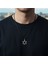 Minimal Pentagram Gümüş Kaplama Deri İp Kolye 2