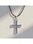 Haç Gümüş Kaplama Deri İp Kolye 3