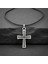 Haç Gümüş Kaplama Deri İp Kolye 4