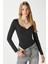 Kadın Rich Kalp Yaka Polyamid Siyah Çıtçıtlı Body / Bluz 5