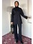 Bisiklet Yaka Yan Bağlamalı Taşlı Tesettür Tunik Bel Lastikli Pantolon Ikili Takım P-00019461 3