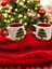 Yılbaşı Çam Ağacı Temalı Kırmızı Beyaz Renk Çay Kahve Fincanı Kupa Mug El Yapımı 2