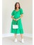 Madonna Yaka Fistolu Elbise Yeşil 1