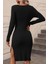 Çift Renk Midi Triko Elbise Siyah 2