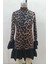 Fırfır Detaylı Geniş Kol Leopar Desenli Mini Elbise - Leopar 4