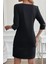 Bisiklet Yaka Deri Detaylı Ithal Krep Elbise - Siyah 2