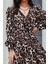 Leopar Desenli V Yaka Fırfırlı Krep Elbise - Leopar 3