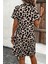 Polo Yaka Desenli Atlas Elbise - Leopar 3