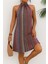 Halter Yaka Mini Süprem Elbise - Çok Renkli 1