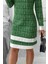Yuvarlak Yaka Şerit Detaylı Mini Dokuma Elbise - Yeşil 3