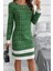 Yuvarlak Yaka Şerit Detaylı Mini Dokuma Elbise - Yeşil 4