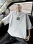 Baskılı Oversize Bisiklet Yaka T-Shirt - Beyaz 1