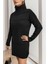 Balıkçı Yaka Triko Mini Boy Elbise Siyah 3
