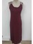 Askılı V Yaka Salaş Kesim Uzun Viskon Elbise - Bordo 4