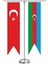 T Kırlangıç Azerbaycan Masa Bayrağı Takımı 8x32 cm Kırmızı ve Yeşil Renkli 2